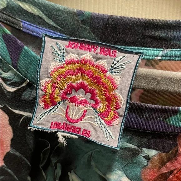 Johnny Was Floral Long Sleeve top- Black and Multicolor - Picture 3 of 4